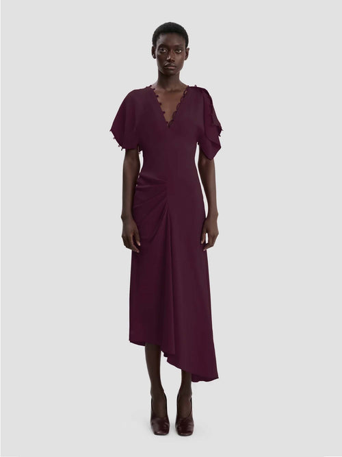 Victoria Beckham Short Sleeve Rouleaux Detail Dress