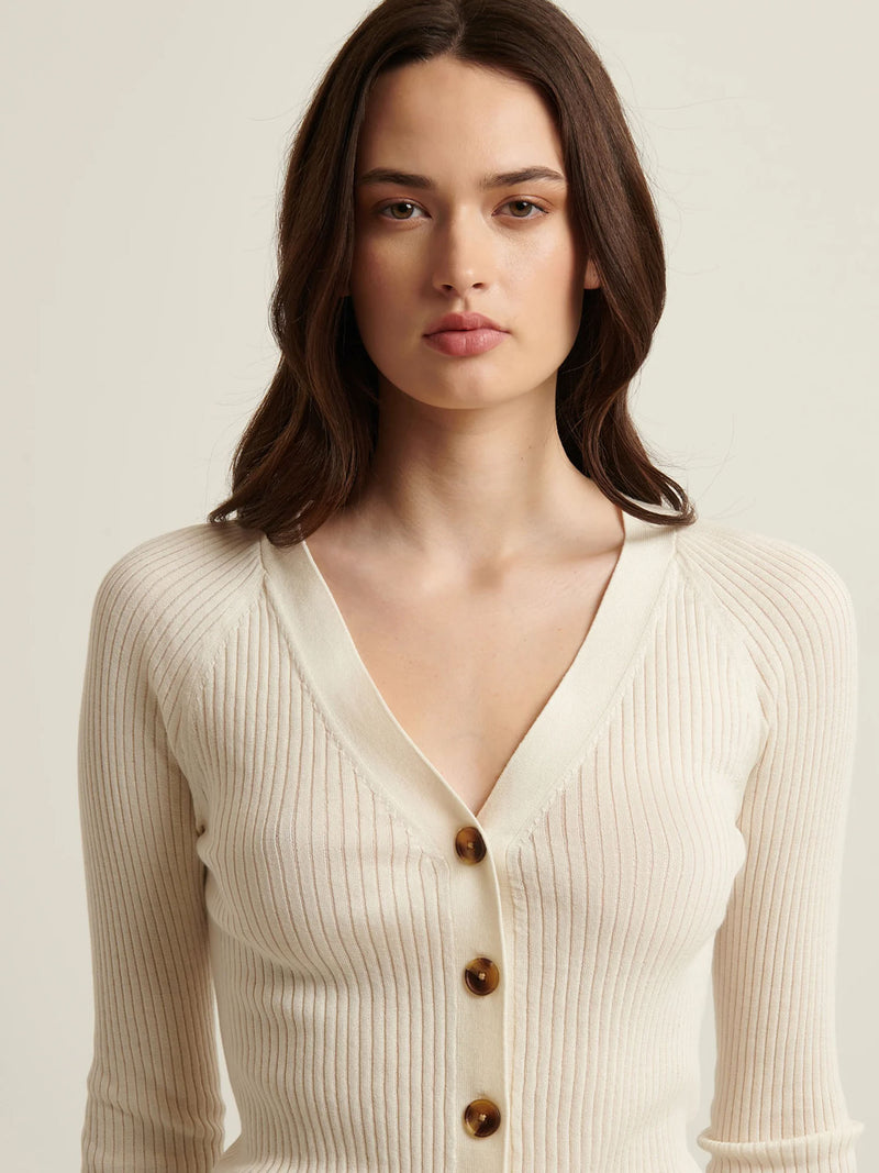 Patrick Assaraf Cupro Ribbed Cardigan