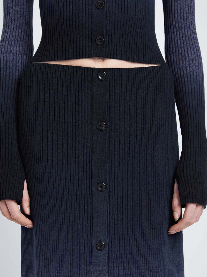 Proenza Schouler Gradient Marl Knit Skirt Steel Grey/Black