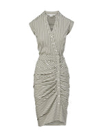 Veronica Beard Ruched Shirt Dress Bright Army/White