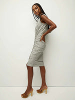 Veronica Beard Ruched Shirt DressBright Army/White