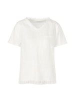 Marc Cain V-Neck in Mixed Materials with Fringe