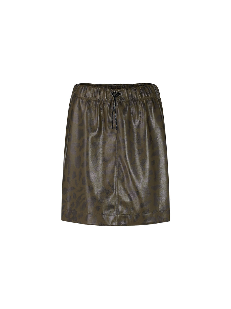 Marc Cain Sports Faux Leather Leopard Print Mini Skirt