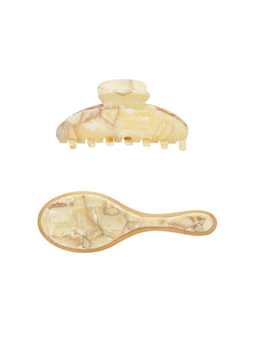 Emi Jay Flat Brush + Effing Claw Clip Set