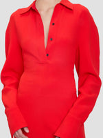 Victoria Beckham Long Sleeve Polo Collar Midi Dress