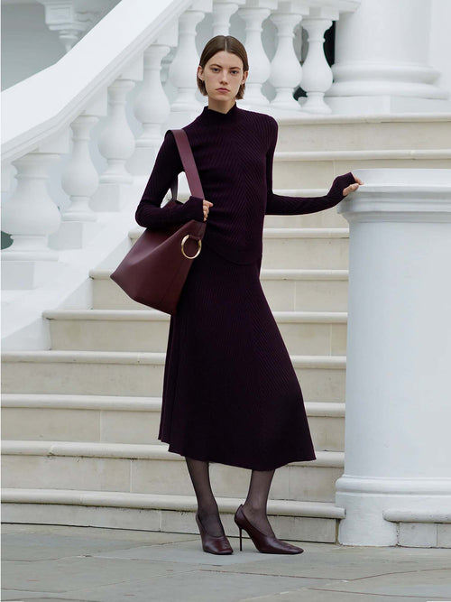Victoria Beckham Ribbed Midi Skirt