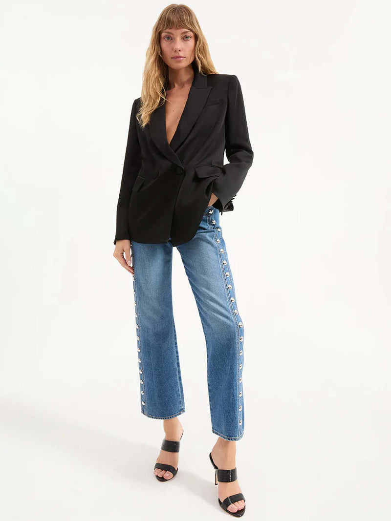 Veronica Beard Dylan High Rise Straight Studded Jean