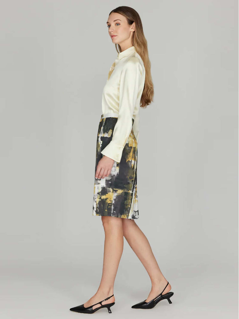 Mi Jong Lee Abstract Stretch Jacquard Pencil Skirt