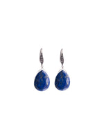 Margo Morrison Faceted Lapis Teardrop Earrings with White Sapphires