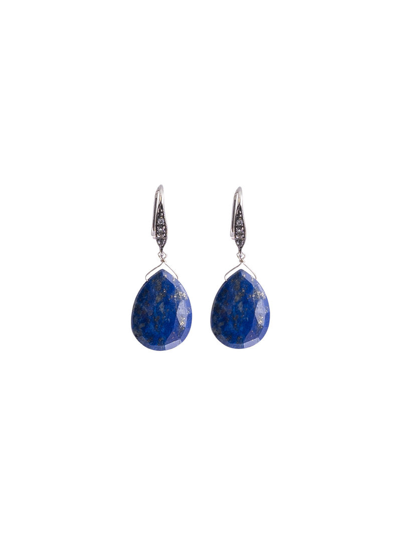 Margo Morrison Faceted Lapis Teardrop Earrings with White Sapphires