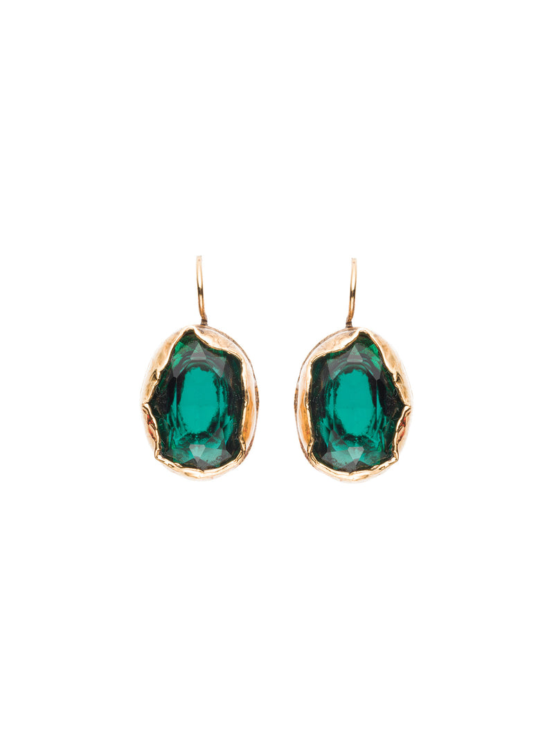 Thot Gioielli Gold Plated Brass Earrings with Rhinestones