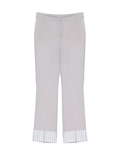 Fabiana Filippi Tropical Wool Pant with Striped Cotton Cuff