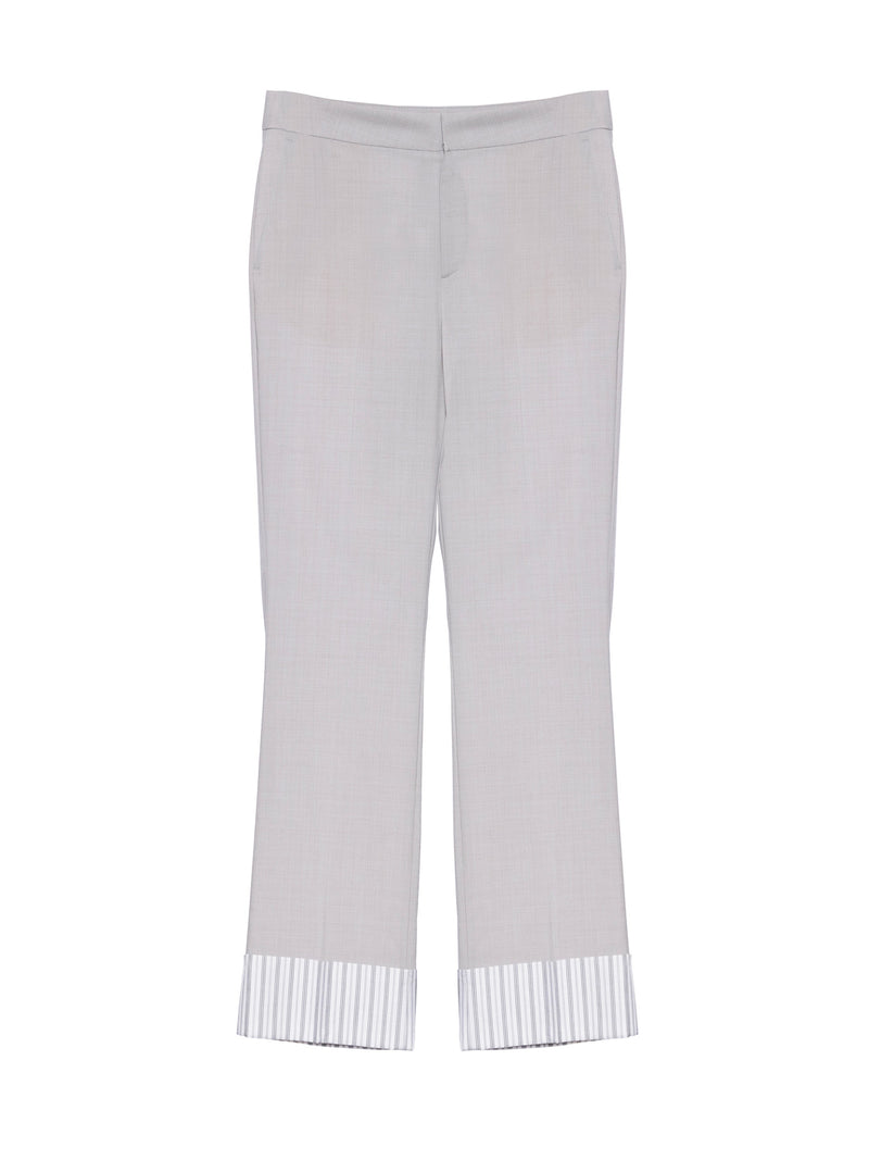 Fabiana Filippi Tropical Wool Pant with Striped Cotton Cuff