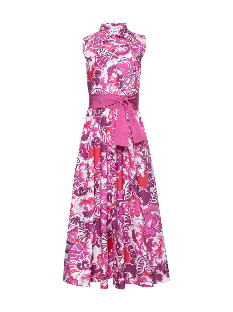 Sara Roka Caryl Printed Poplin Midi Dress