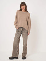 Repeat Oversized Knit Sweater with Rhinestone Detail