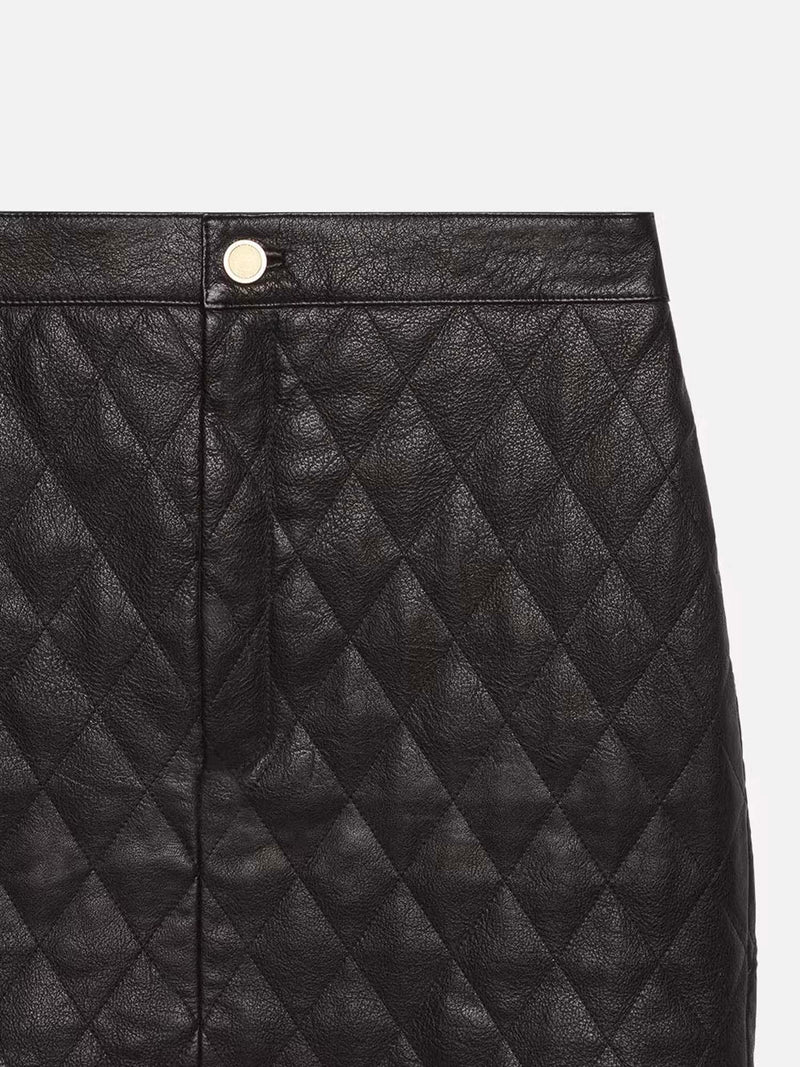 FRAME Quilted Leather Skirt Black Size L Shopbop