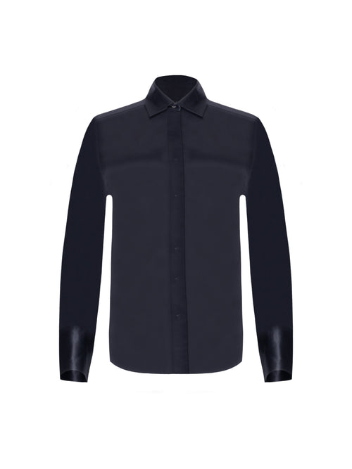 Patrick Assaraf Long Sleeve Silk Satin Relaxed Shirt