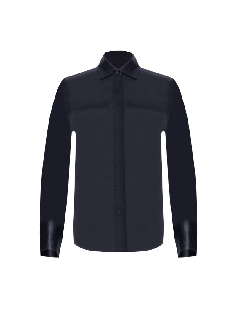 Patrick Assaraf Long Sleeve Silk Satin Relaxed Shirt