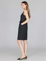 Mi Jong Lee Metallic Tweed V-Neck Fitted Dress