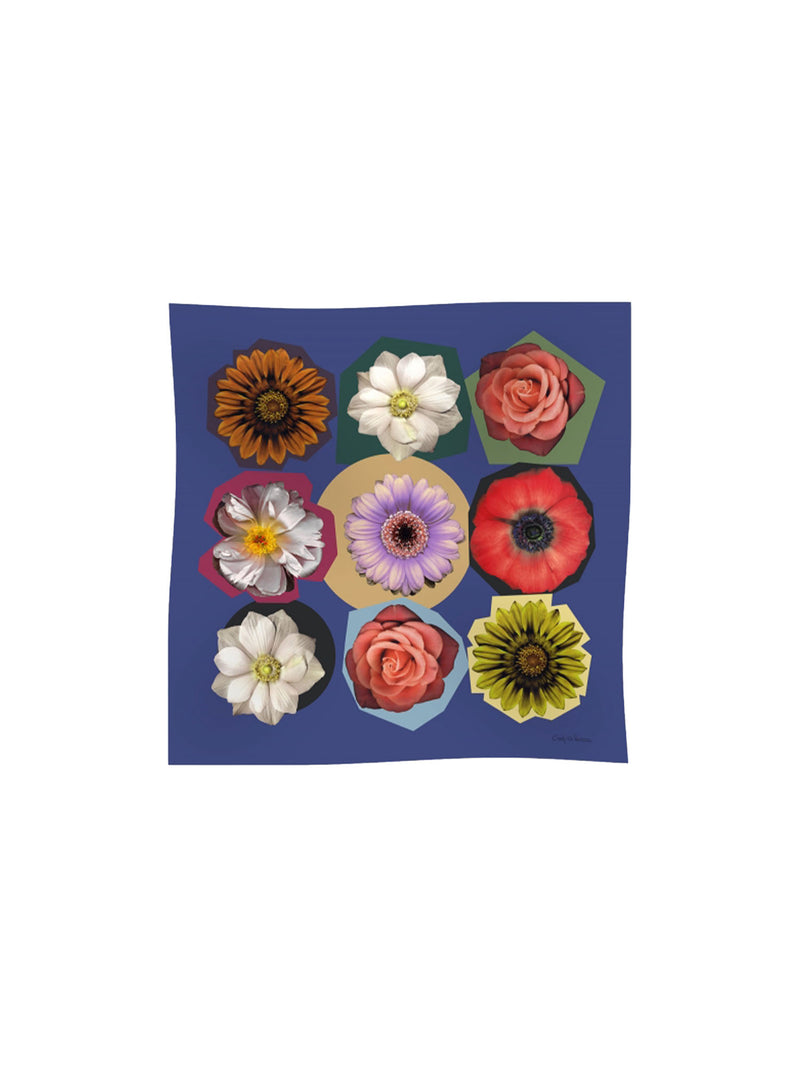 Cinzia Rocca Silk Twill Scarf with Floral Pattern