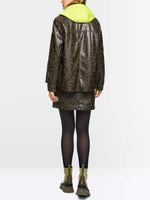 Marc Cain Sports Faux Leather Shirt with Leopard Print