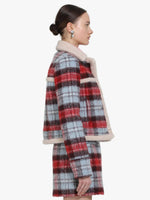 N&deg;21 Checked Jacket with Shearling Trim
