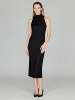 Mi Jong Lee Matte Jersey High Neck Cowl Dress