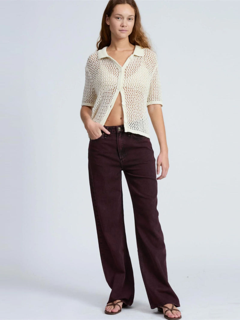 Rag &amp; Bone Featherweight Logan Mid-Rise Wide Leg Jeans