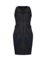 Mi Jong Lee Metallic Tweed V-Neck Fitted Dress