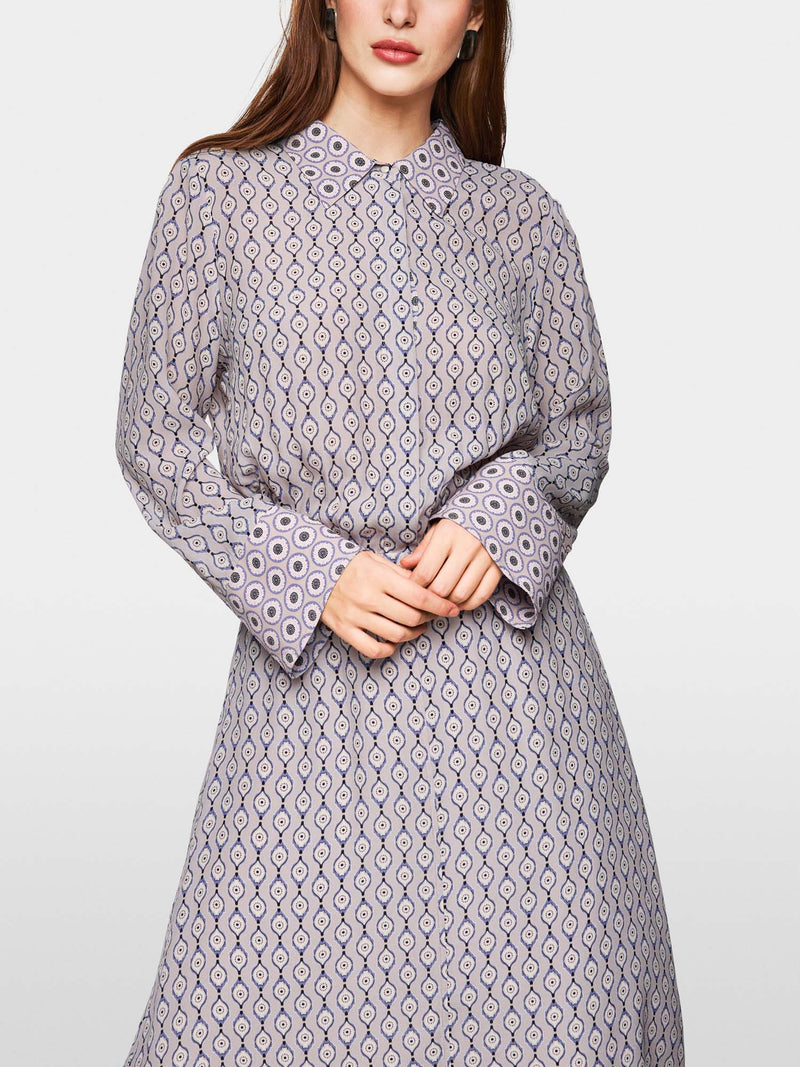 Marc Cain Patterned Blouse Dress with Collar &amp; Cuffs