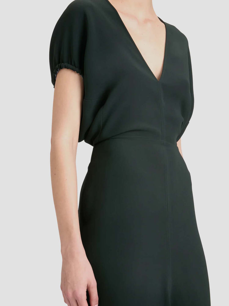 Victoria Beckham Blouson Detail Mini Vneck Dress