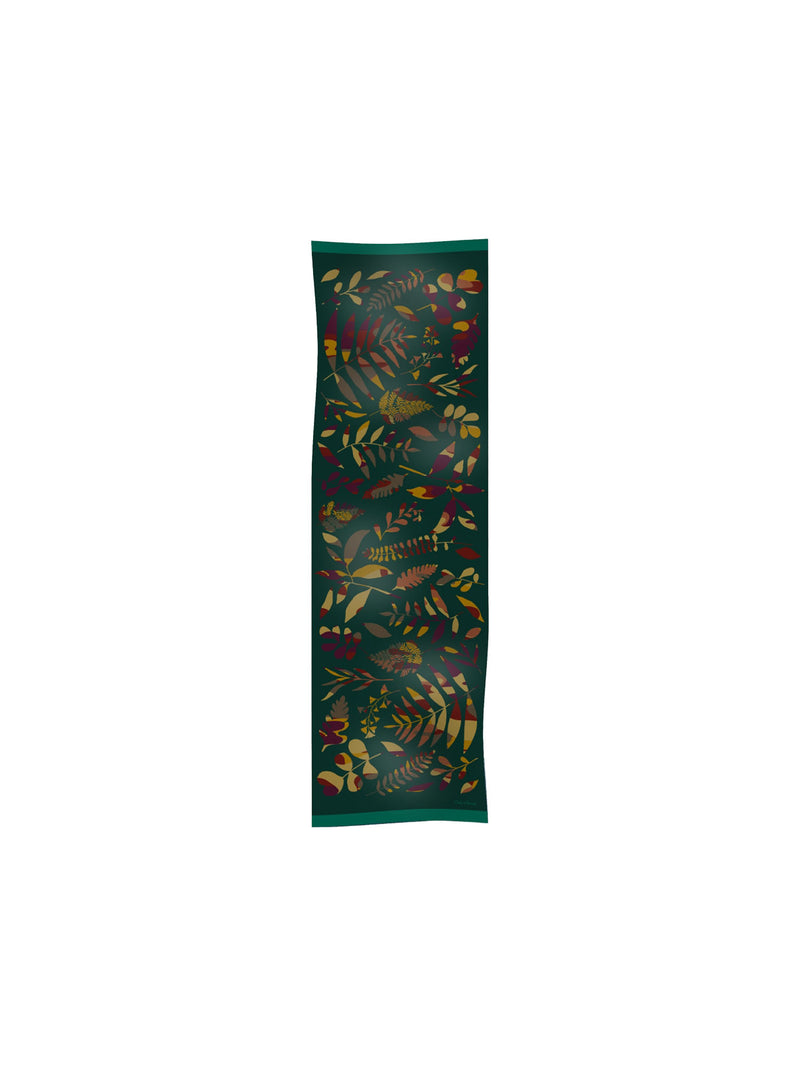 Cinzia Rocca Wool Scarf with Stylized Leaves