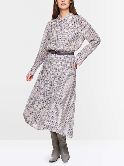 Marc Cain Patterned Blouse Dress with Collar &amp; Cuffs