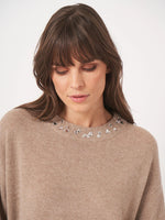 Repeat Oversized Knit Sweater with Rhinestone Detail
