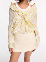 Dorothee Schumacher Cool Stripe Blouse with Ruffle