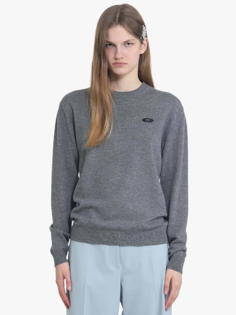 N&deg;21 Round Neck Sweater with Logo