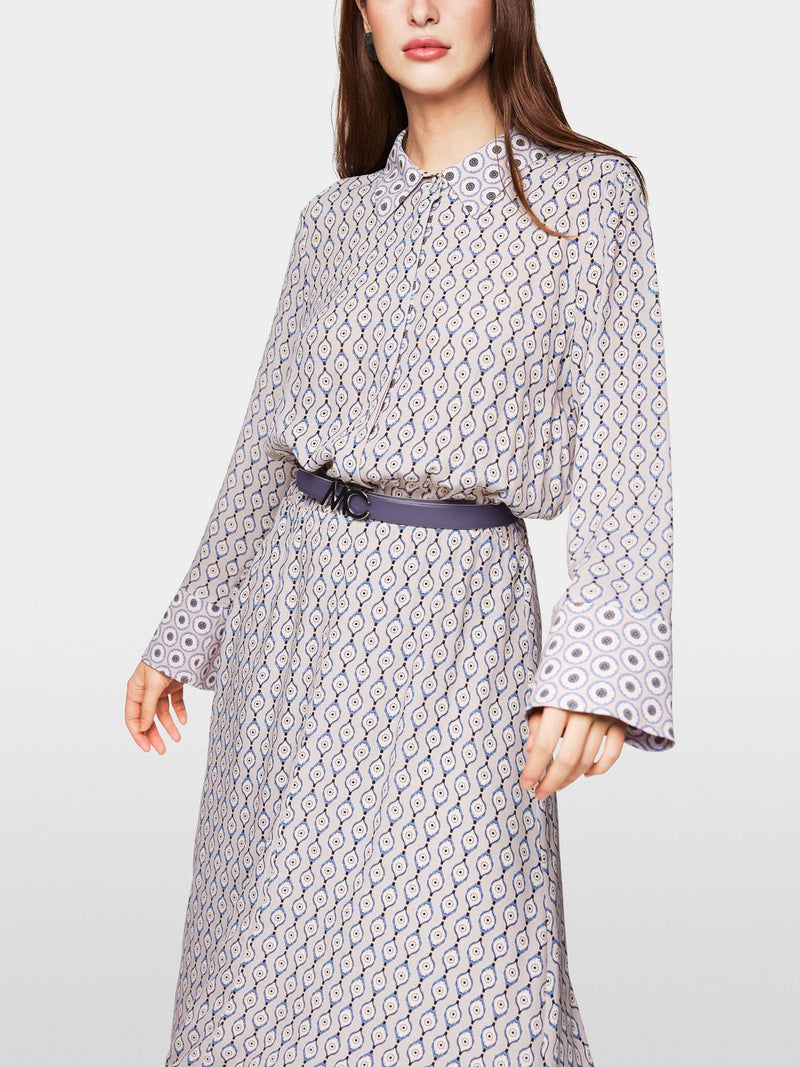 Marc Cain Patterned Blouse Dress with Collar &amp; Cuffs