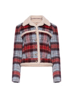 N&deg;21 Checked Jacket with Shearling Trim