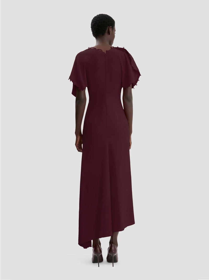 Victoria Beckham Short Sleeve Rouleaux Detail Dress