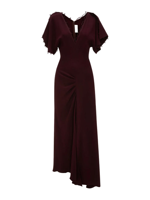 Victoria Beckham Short Sleeve Rouleaux Detail Dress