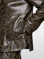 Marc Cain Sports Faux Leather Shirt with Leopard Print