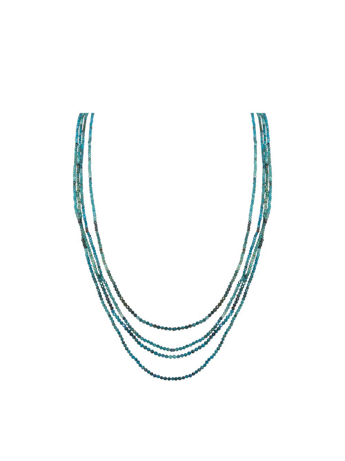 JMNYC Studio 4-Strand Faceted Multi Turquoise Necklace with Diamond Clasp