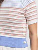 Derek Lam 10 Crosby Case Short Sleeve Stripped Sweater