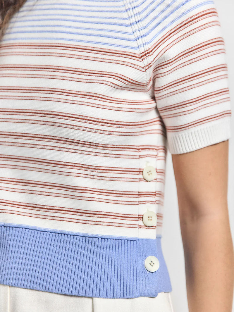 Derek Lam 10 Crosby Case Short Sleeve Stripped Sweater