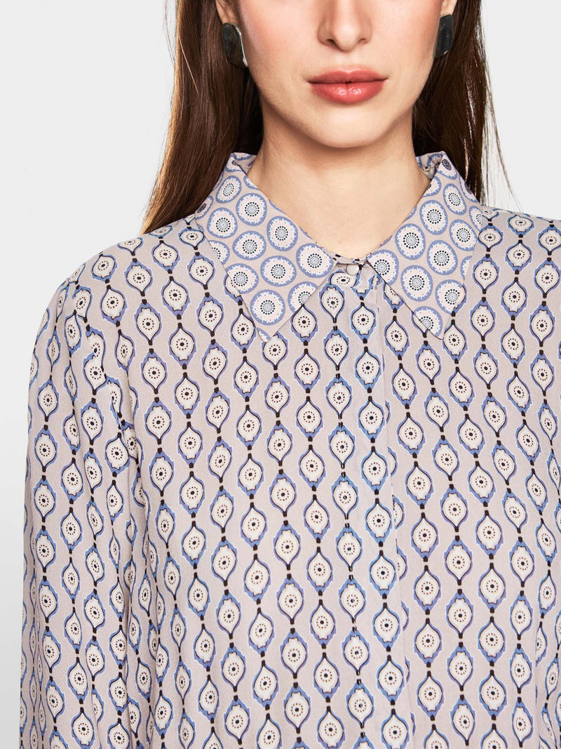 Marc Cain Patterned Blouse Dress with Collar &amp; Cuffs