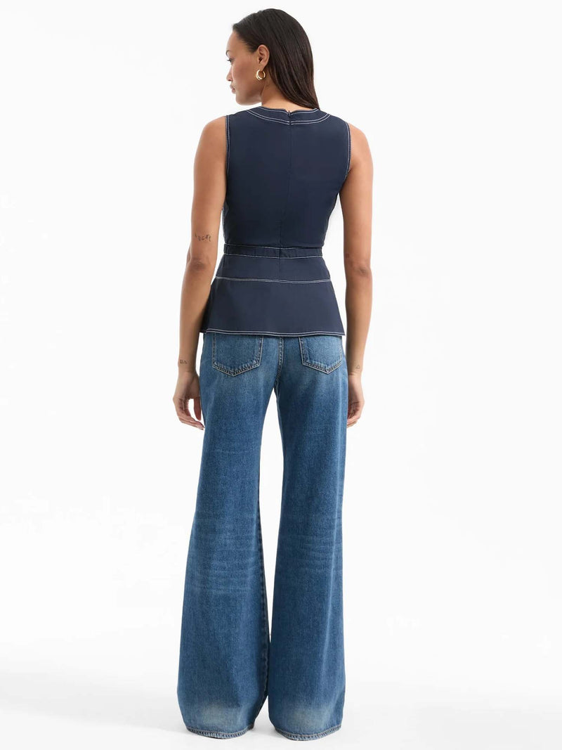 Veronica Beard Nickleby Belted Peplum Top