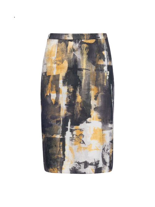 Mi Jong Lee Abstract Stretch Jacquard Pencil Skirt