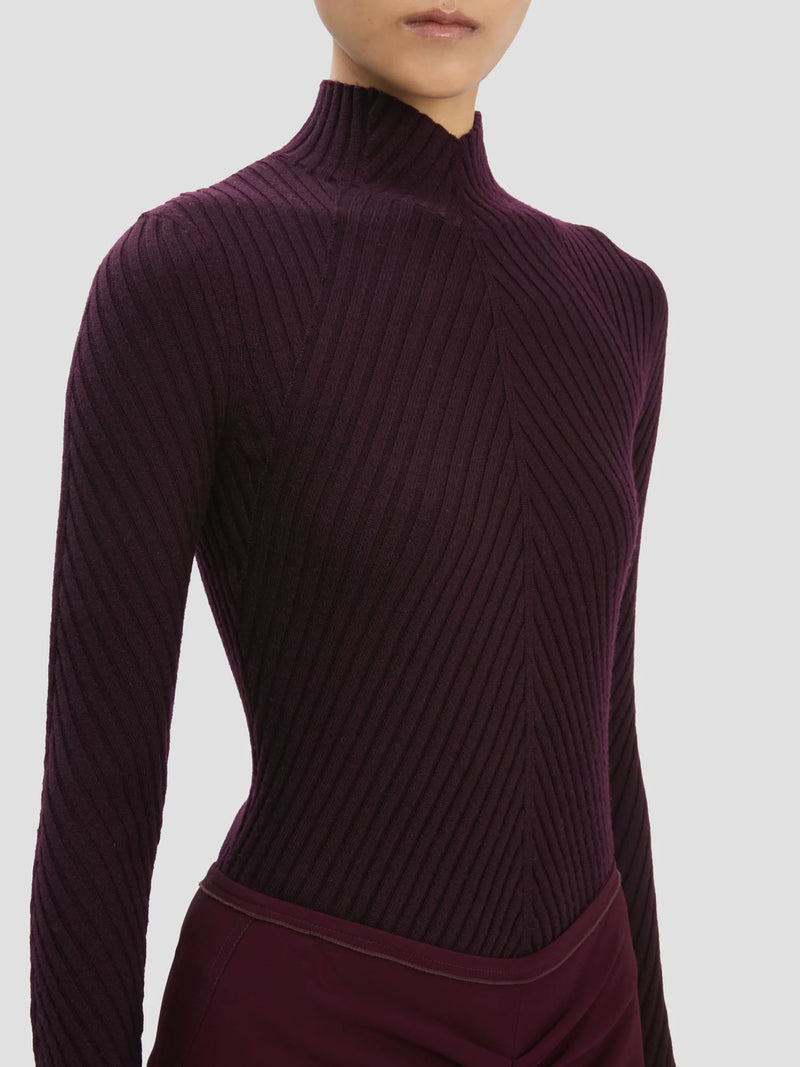 Victoria Beckham Ribbed Long Sleeve Polo
