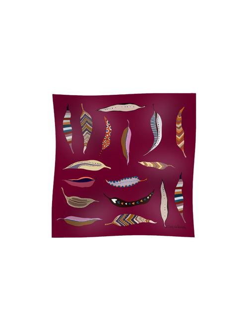 Cinzia Rocca Silk Twill Scarf with Feather Pattern