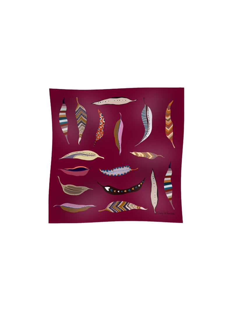Cinzia Rocca Silk Twill Scarf with Feather Pattern
